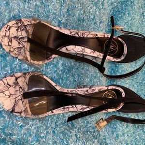 Marble T-Strap Heels